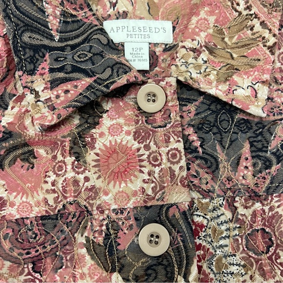 Appleseeds Jacket Floral Paisley Size 12P Button Front Fall Autumn - Picture 4 of 9